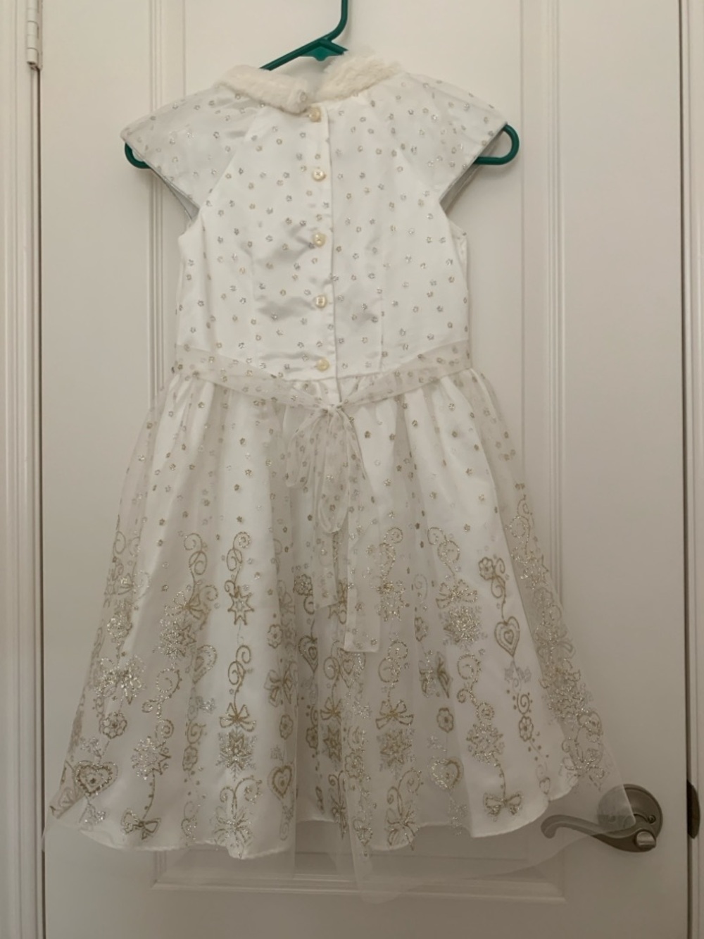 Jona Michelle Style CO3377: Ivory Gold Glitter Snowflake Dress - Picture 6 of 12